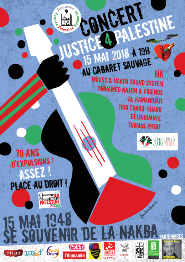 Concert « JUSTICE 4 PALESTINE » au Cabaret Sauvage à Paris le 15 mai à 19h