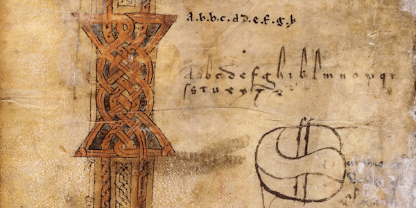 Essai de plume de maîtres d'école (monastique ?), dont l'un portait le nom de Clemens, contenant des opuscules théologiques, traité d’abaque [calcul] et de musique. XIème siècle. Paris, Bnf, Département des Manuscrits, NAL 235, fol. Av.